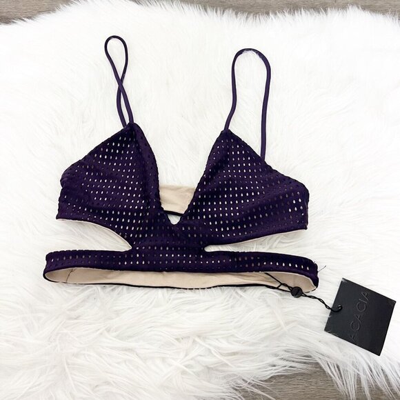 Acacia Womens Large Haku Mesh Bikini Top Blackberry Swim - Picture 1 of 6